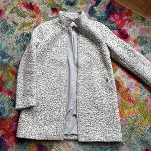 LOFT Marled Funnel Neck Coat in Black Ivory Combo